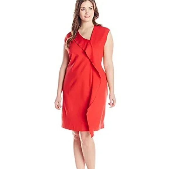 red dress size 18 20 Women's Plus Size Flirty Nature Red Dress
